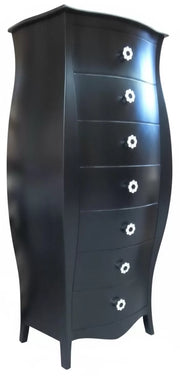 Cassettiera bombata laccata nero/pomoli swarovski - Mobili 2G