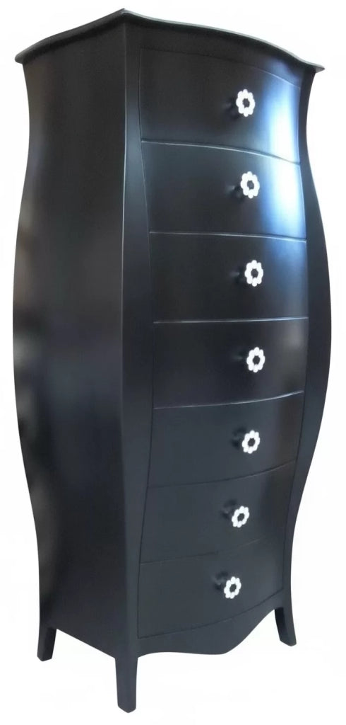 Cassettiera bombata laccata nero/pomoli swarovski - Mobili 2G