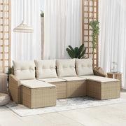 Set di divani con cuscino 6 pcs Beige polyrattan