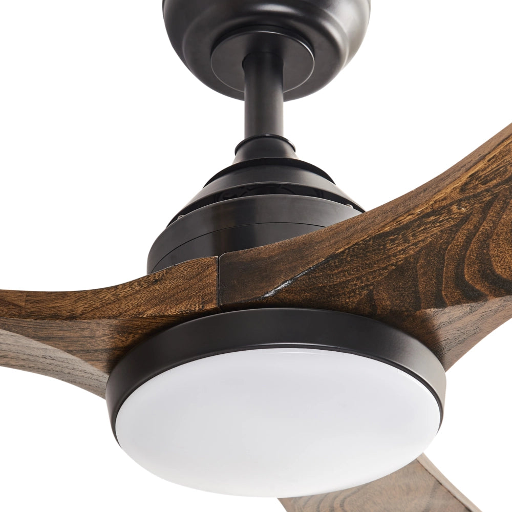 Ventilatore da soffitto in legno massiccio Telecomando 5 opzioni di velocità Marrone scuro stile tradizionale soggiorno