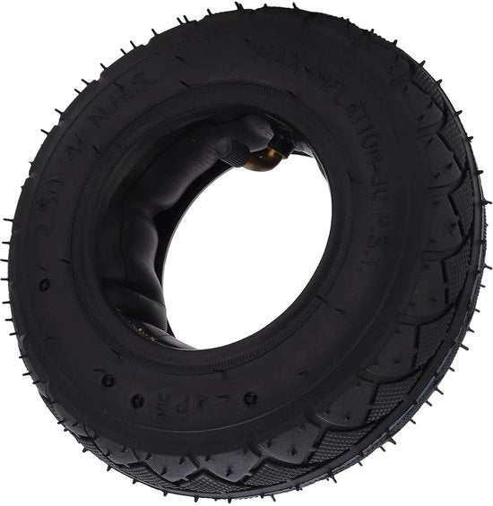 Set di Pneumatici per Scooter - Pneumatici in Gomma - Guida Sicura - Disegno Antiscivolo - 2.50-4 - Nero