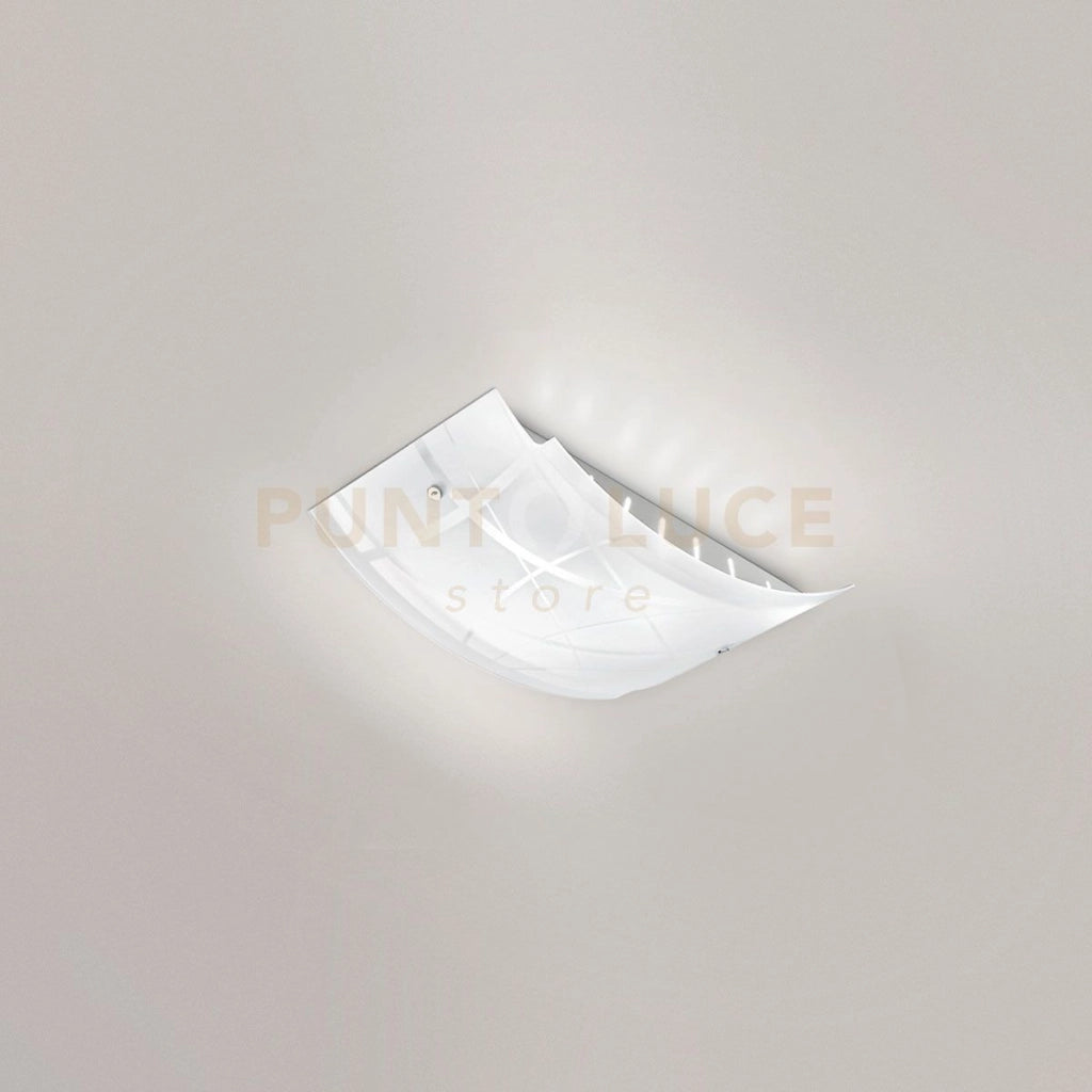 NEREIDE P/P- PLAFONIERA IN METALLO CROMO E VETRO DECORATO BIANCO 2 LUCI ATTACCO E27 35CM