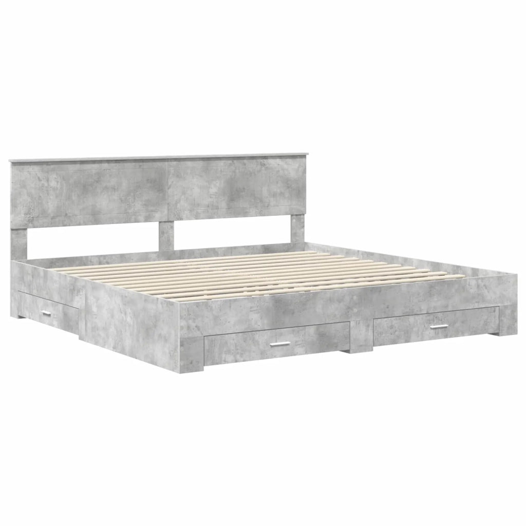 Struttura del letto con testiera Grigio cemento 200 x 200 cm