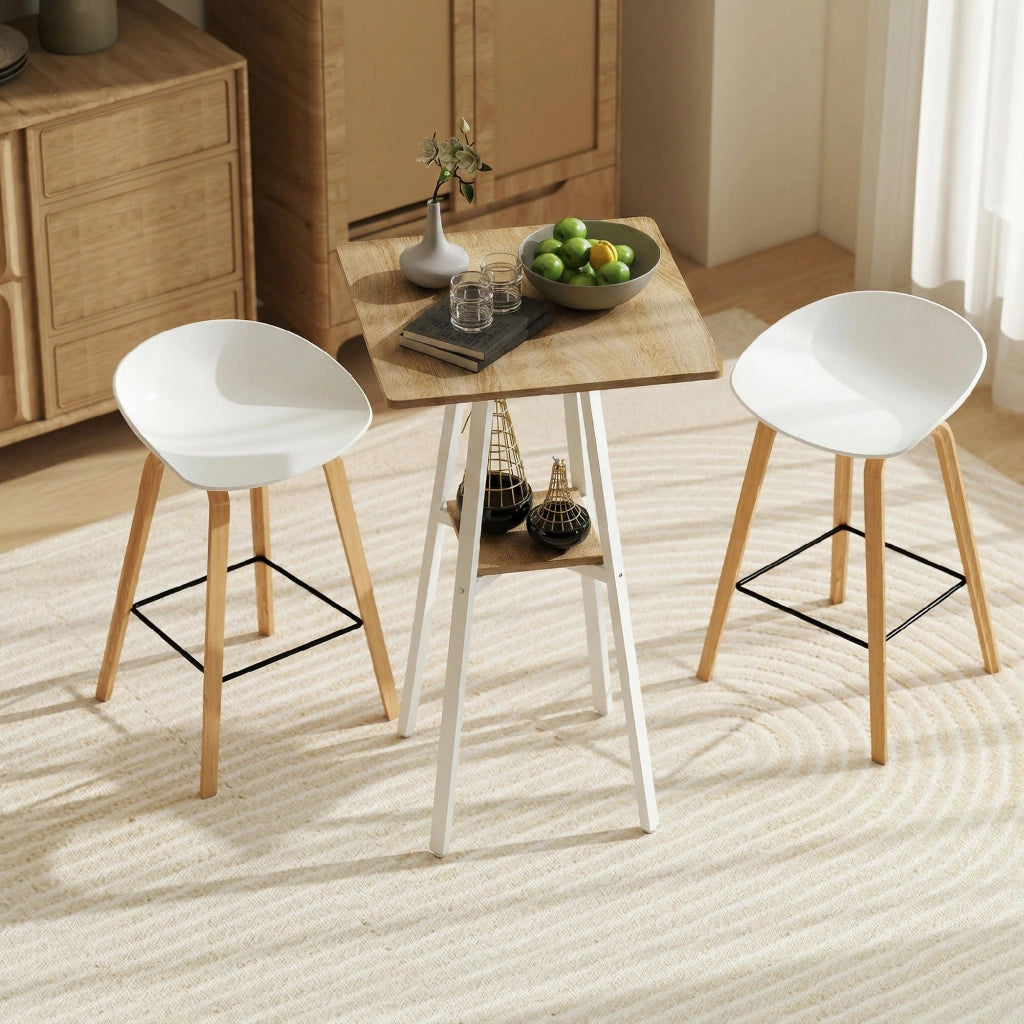 Tavolo da bar quadrato per 2 persone con ripiano ¨C zephmum ¨C 55x55x95 cm