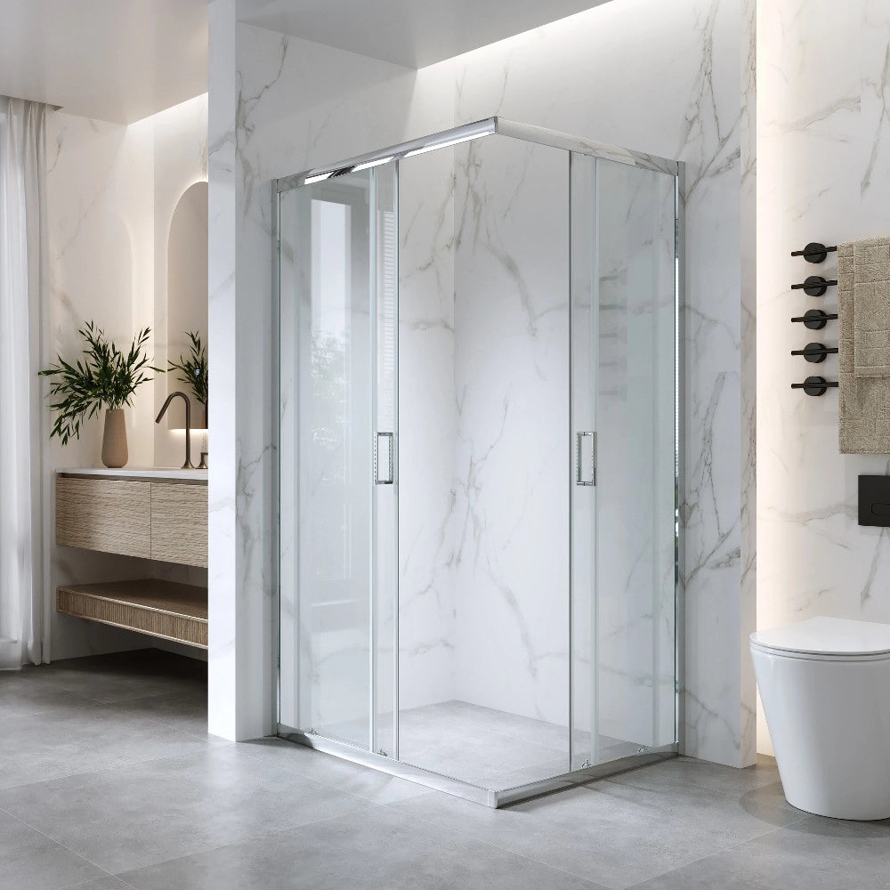 Cabina Doccia Angolare Scorrevole 80x120 Cm H 185 cm vetro Trasparente 6 mm| Kiro