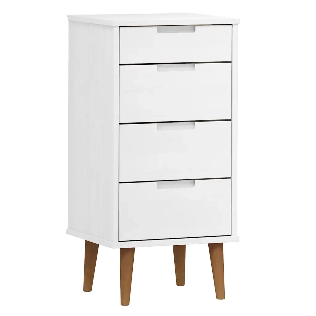 Cassettiera MOLDE Bianca 40x35x82 cm in Legno Massello di Pino CFW1396781