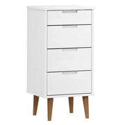 Cassettiera MOLDE Bianca 40x35x82 cm in Legno Massello di Pino CFW1396781