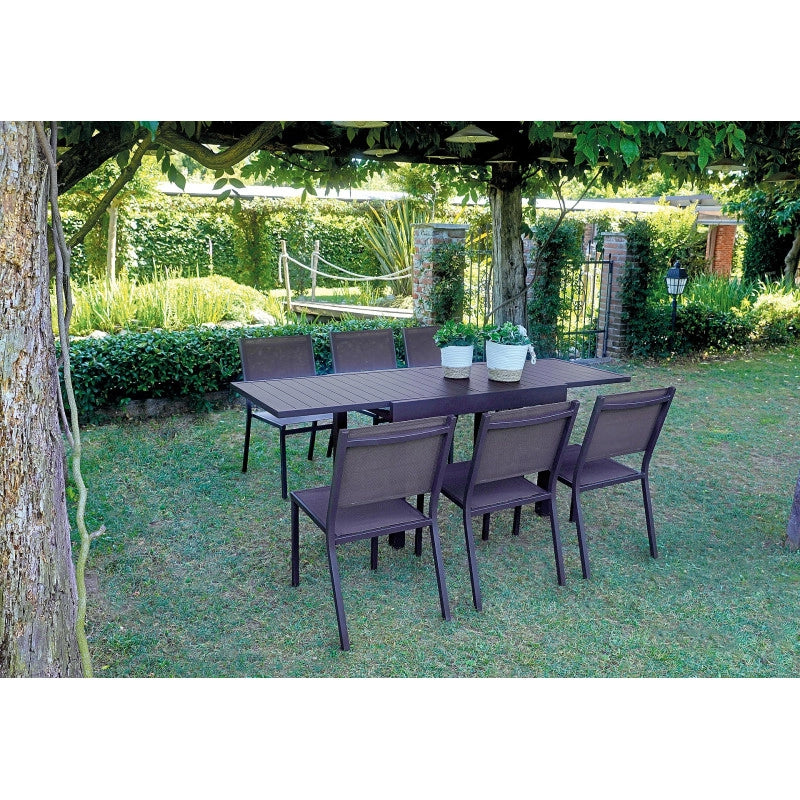 Tavolo Balcone Capannori MOIA 106/212x75 in alluminio chocolate