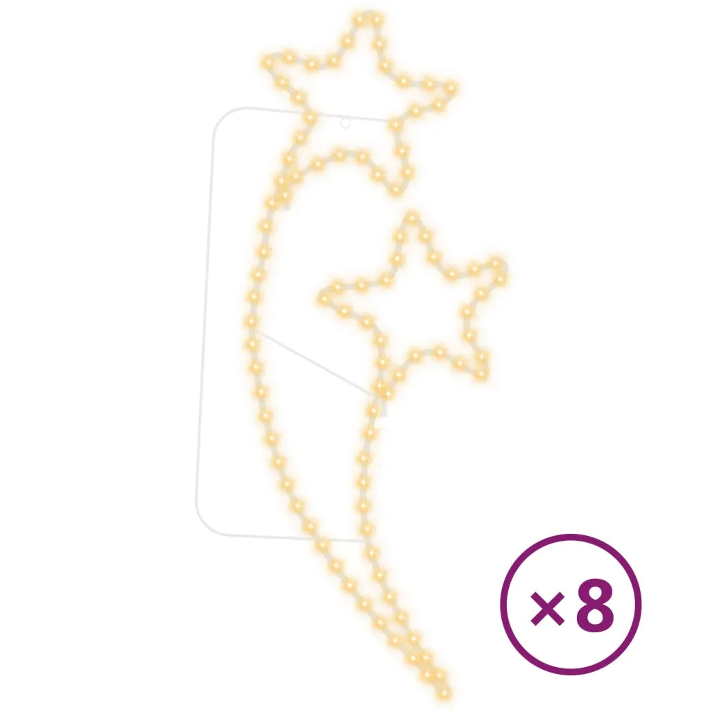 Stringhe Luci a Forma di Stella 8pz Bianco Caldo 125,5x53x4,5cm 3154325