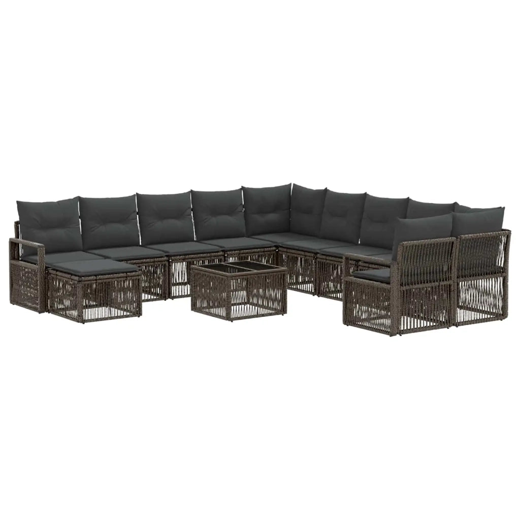 Set Divano da Giardino 12 pcs Grigio polyrattan