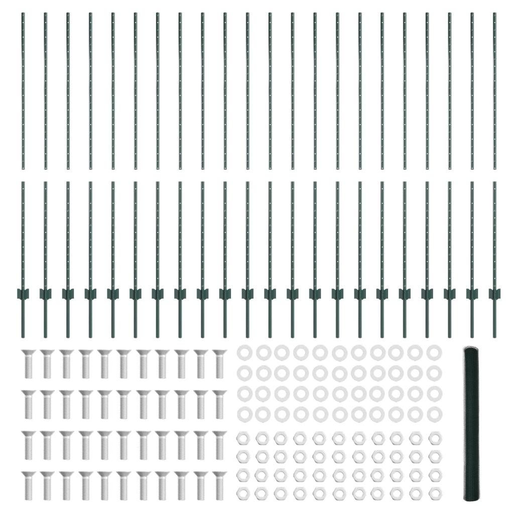Pali Recinzione  11 pezzi U-Channel Verde 160 cm Acciaio