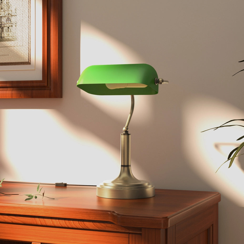 Lampada da Tavolo Banquier ¨C Xylo ¨C E27 verde con paralume regolabile
