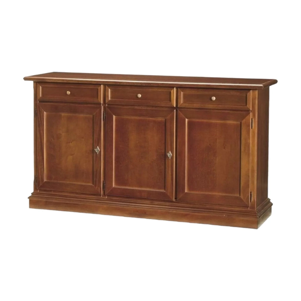 Madia credenza arte povera in legno 3 porte tinta noce 156x42x85 (382) - Mobili 2G