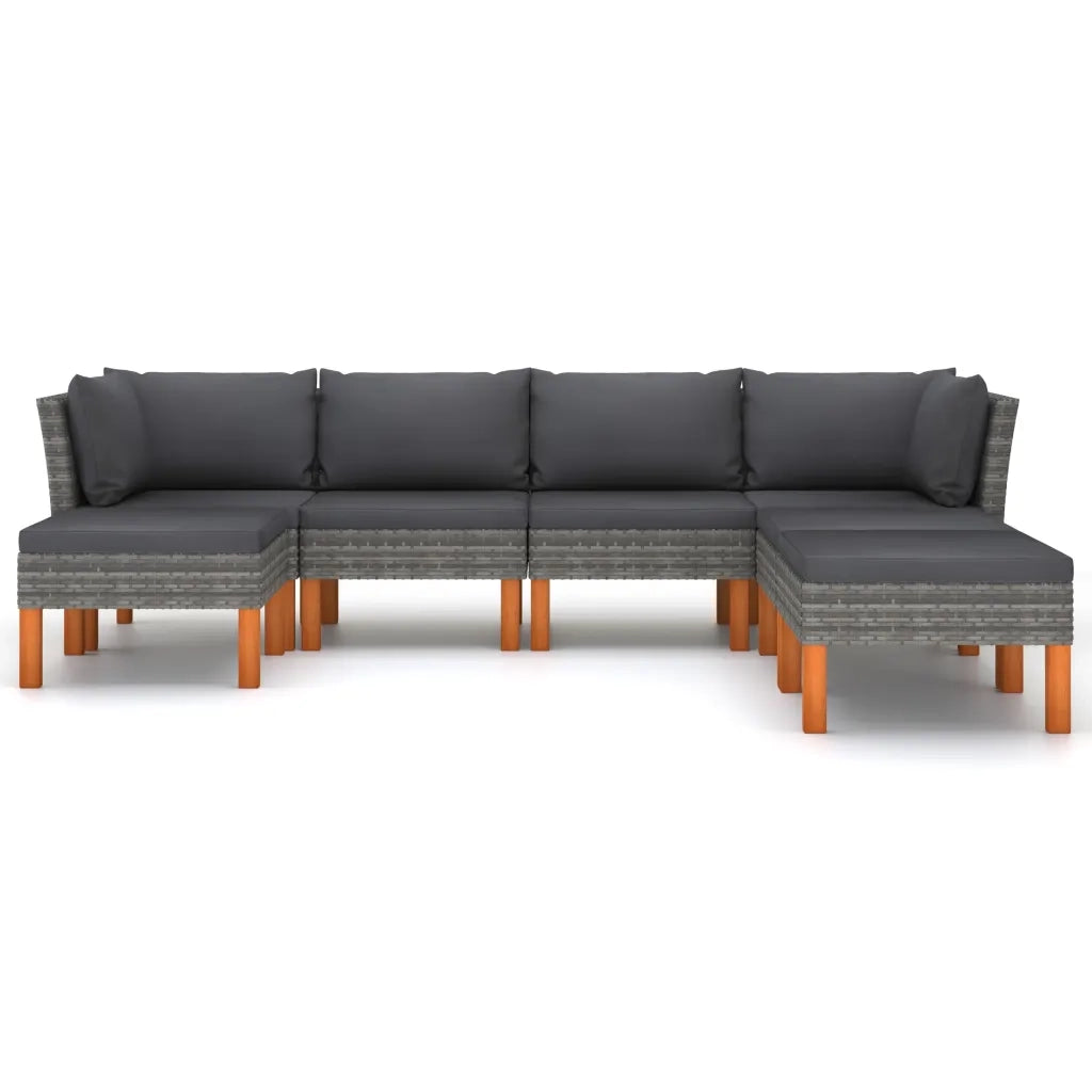 Set Divani da Giardino 7 pz con Cuscini in Polyrattan Grigio 3059717