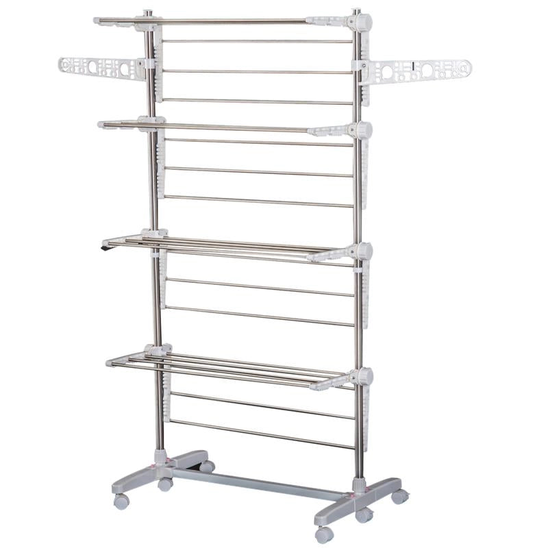 STENDINO PREMIUM A 4 PIANI REGOLABILE CON 6 RUOTE 80-142 X 55 X H172 CM