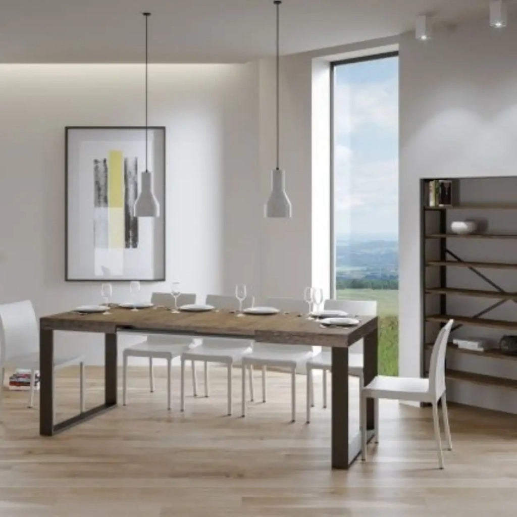 Tavolo allungabile 200/460x90 cm Tecno colore noce gambe antracite