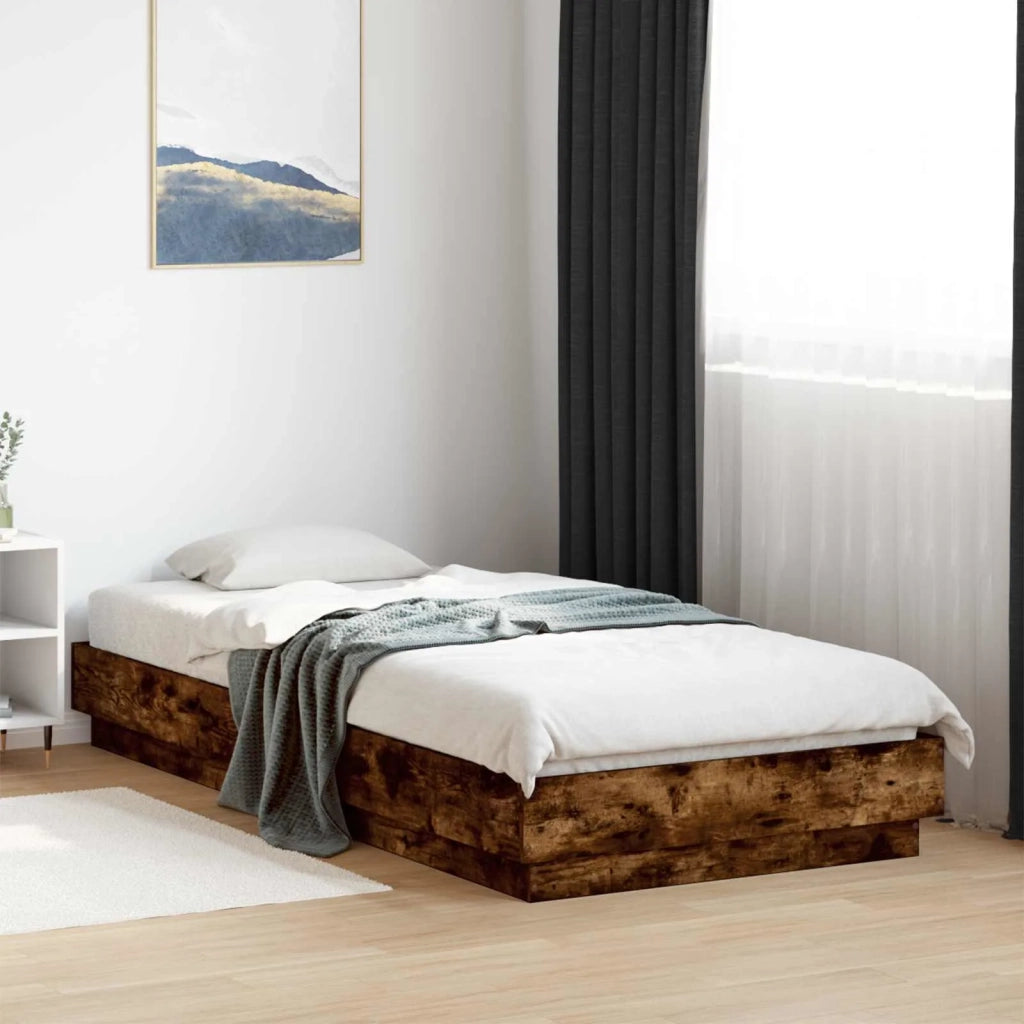 Letto con LED Rovere Fumo 80 x 200 cm Legno ingegnerizzato 8009005