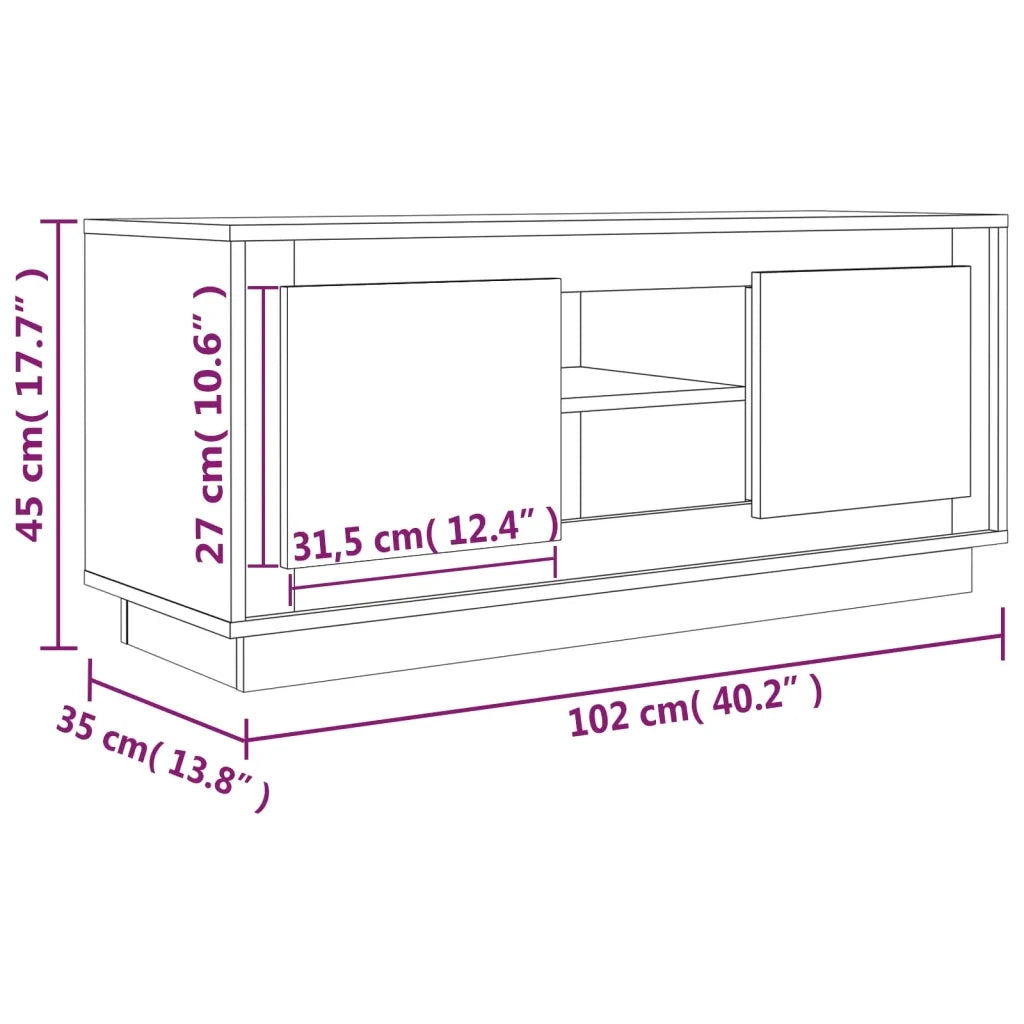Mobile Porta TV Grigio Cemento 102x35x45cm in Legno Multistrato 819864