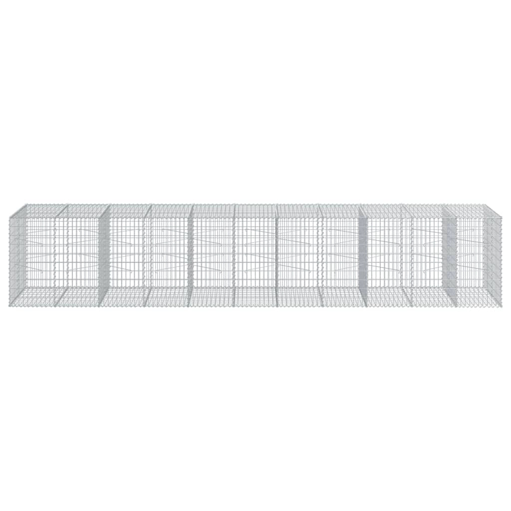 Gabbione recinto a gabbia muro di contenimento con coperchio 550 x 100 x 100 cm ferro zincato argento 02_0040177