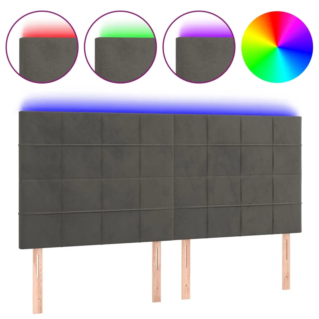 Testiera a LED GrigioScuro 200x5x118/128cm in Velluto 3122491
