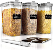 Set di conservazione per contenitori di cereali | Scatole di conservazione aereodinamiche per alimenti secchi - 3 pezzi - armadietto di magazzino della cucina