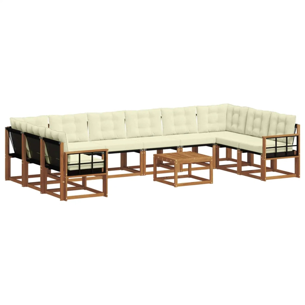 Set di divani da esterno con cuscino 11 pcs Naturale e Crema 3369125