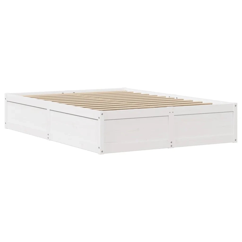 vidaXL Giroletto con Testiera Bianco 140x190 cm in Legno Massello Pino