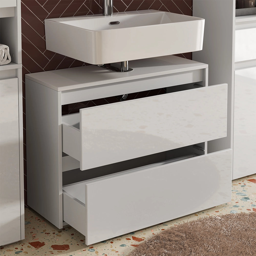 Vicco Set di mobili da bagno Bianco/bianco lucido 4 parti