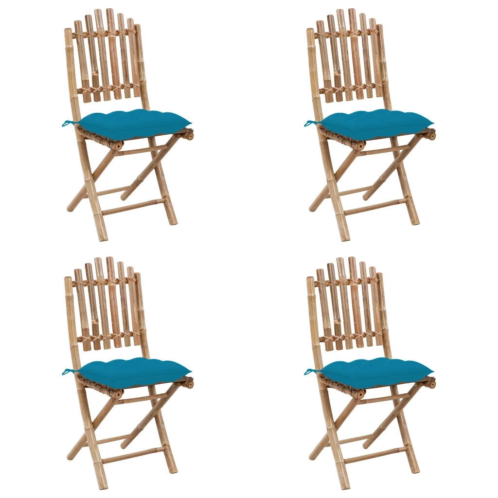 Set da Pranzo da Giardino 5 pz Pieghevole con Cuscini in BambÃ¹ cod mxl 35845