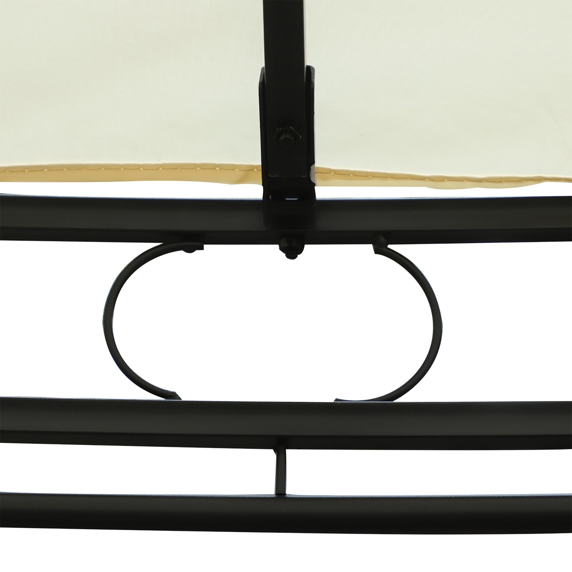 Gazebo da Giardino Ø3,5x2,75m con Tende in Acciaio e Poliestere Bianco