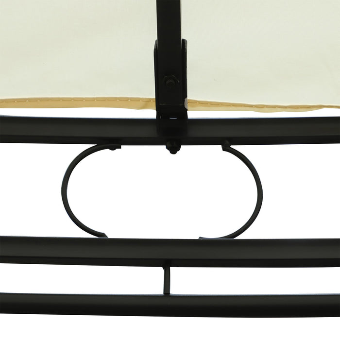 Gazebo da Giardino Ø3,5x2,75m con Tende in Acciaio e Poliestere Bianco