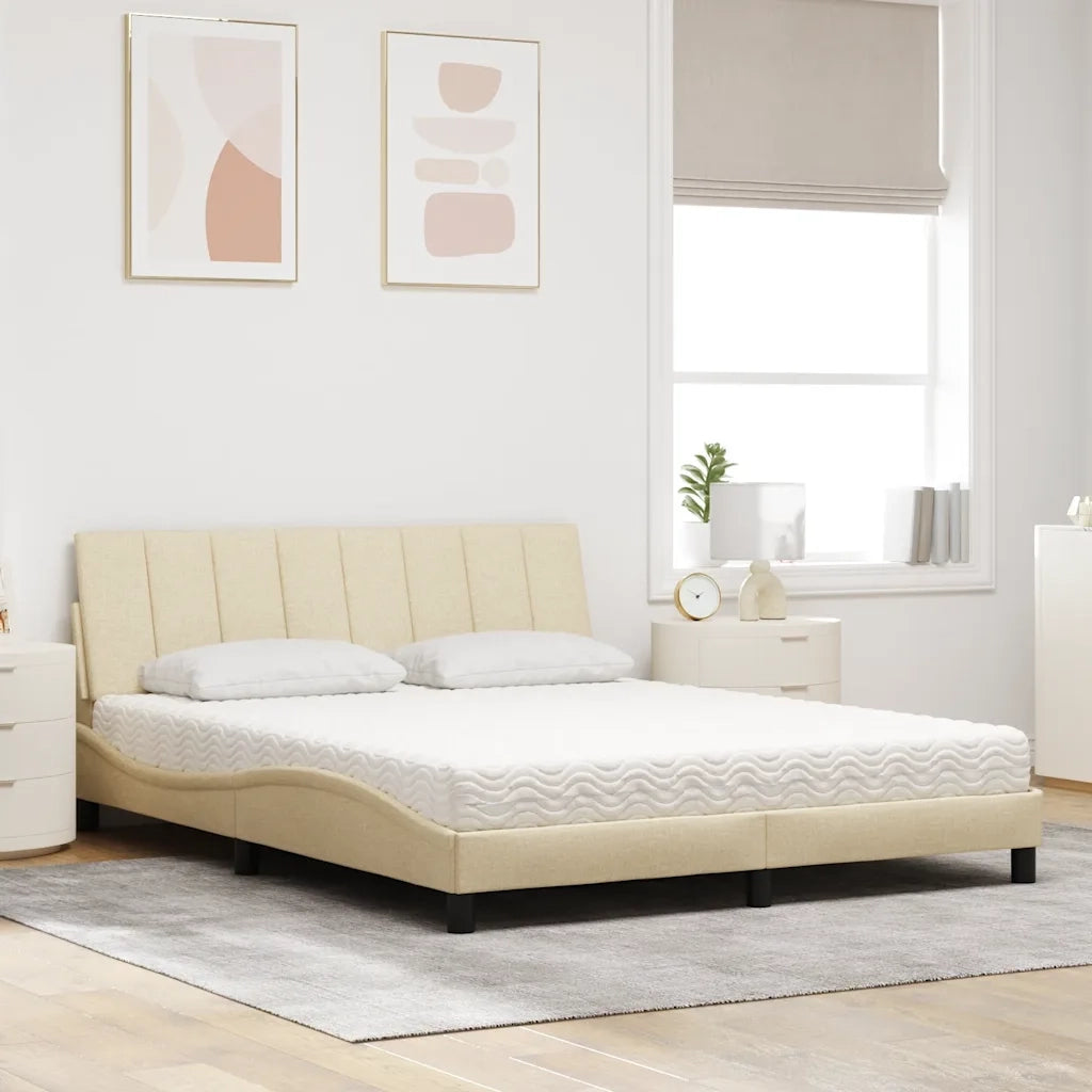 vidaXL Letto con Materasso Crema 160x200 cm in Tessuto