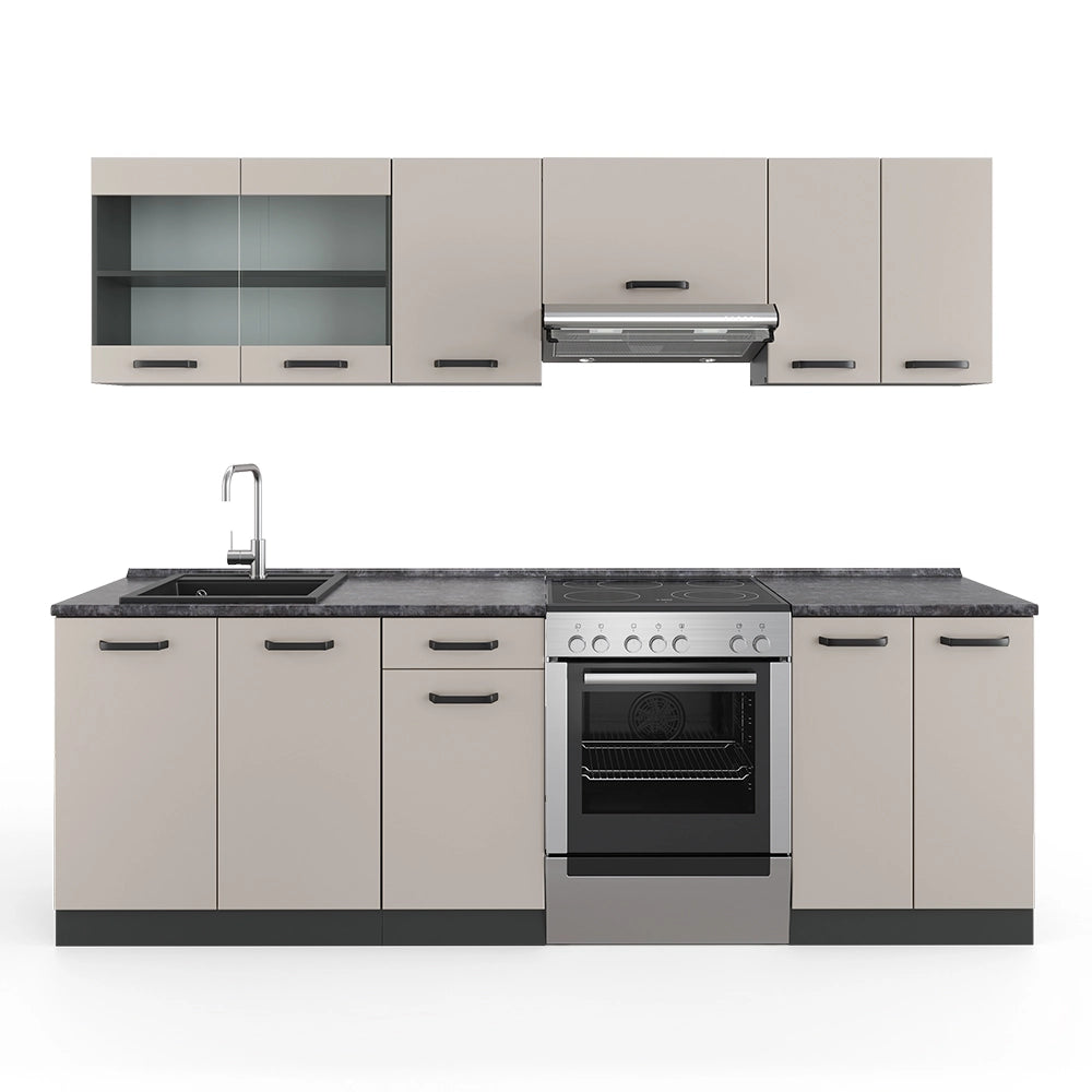 Mobile da cucina R-Line Cachemire/Antracite 240 cm, PL Antracite Vicco