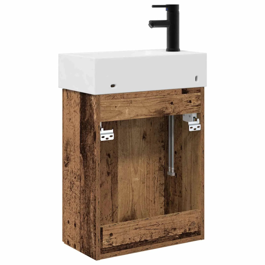 Mobile bagno con rubinetto Legno antico 45,5 x 22,5 x 84 cm 889431