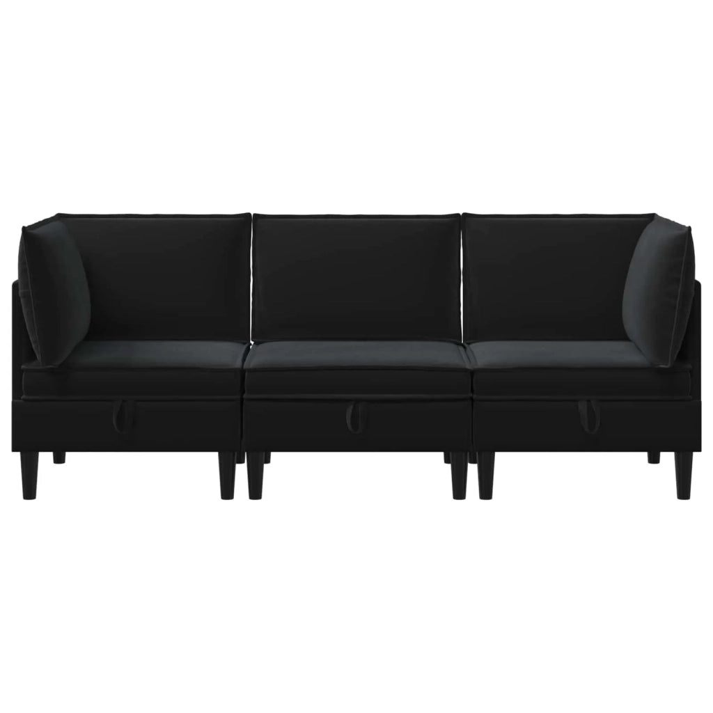 Set di mobili per il soggiorno con cuscino 3 pcs Nero Velluto