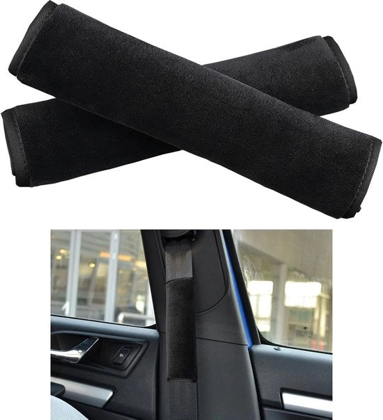 Protezioni cinture di sicurezza, 4 pezzi protezioni cinture di sicurezza rimovibili, protezioni collo/shoulder, adulti e bambini (nero)