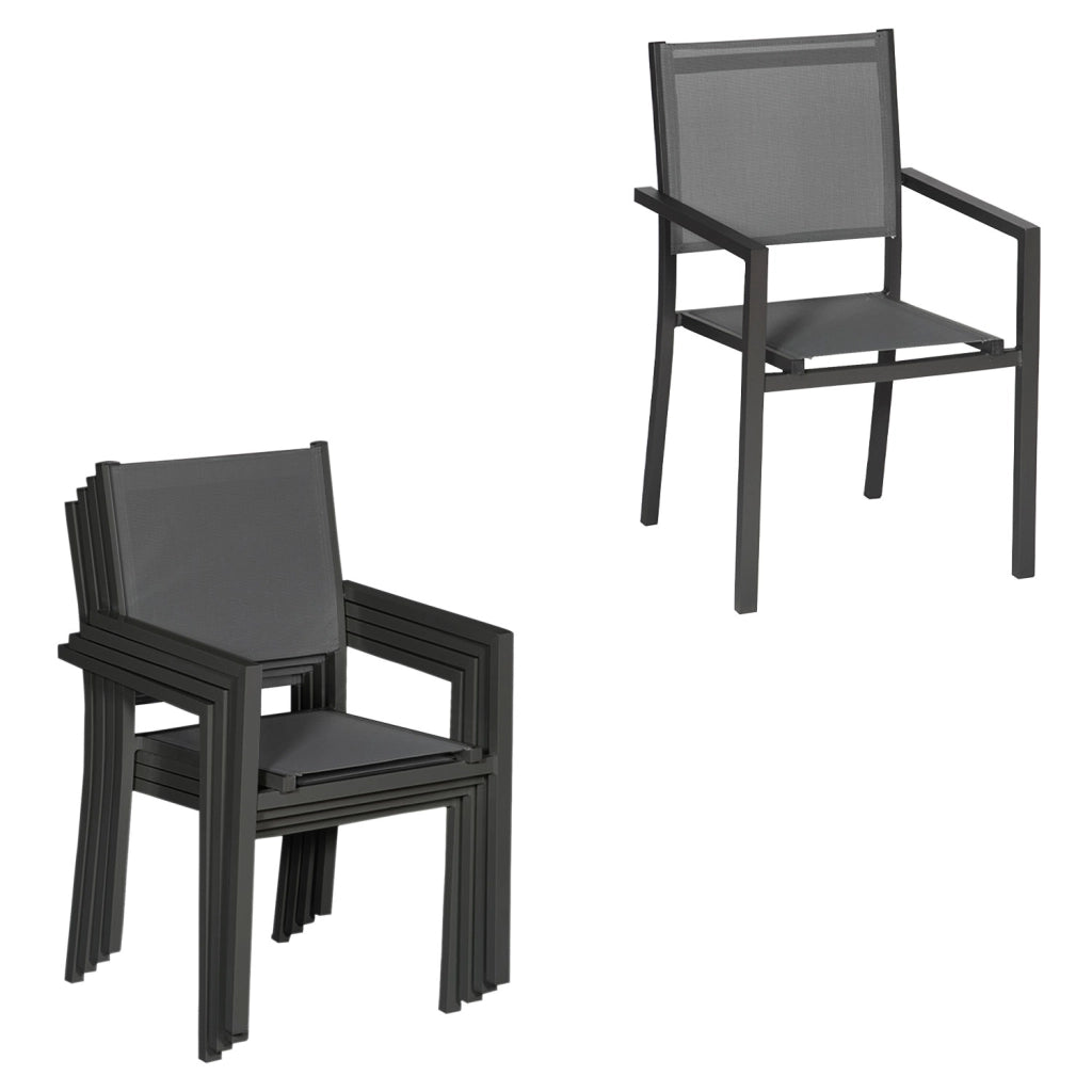 VENEZIASet di mobili da giardino allungabili in textilene grigio 140/200 posti a sedere 10 - alluminio antracite