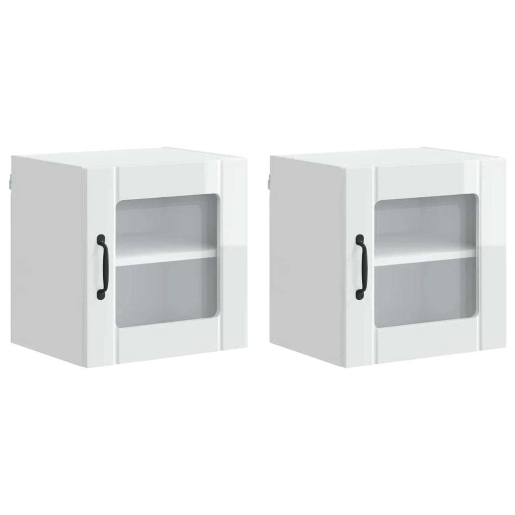 Mobile da cucina 2 pz-Set di 2 Armadio da cucina Bianco Lucido 40 x 31 x 40 cm 448479