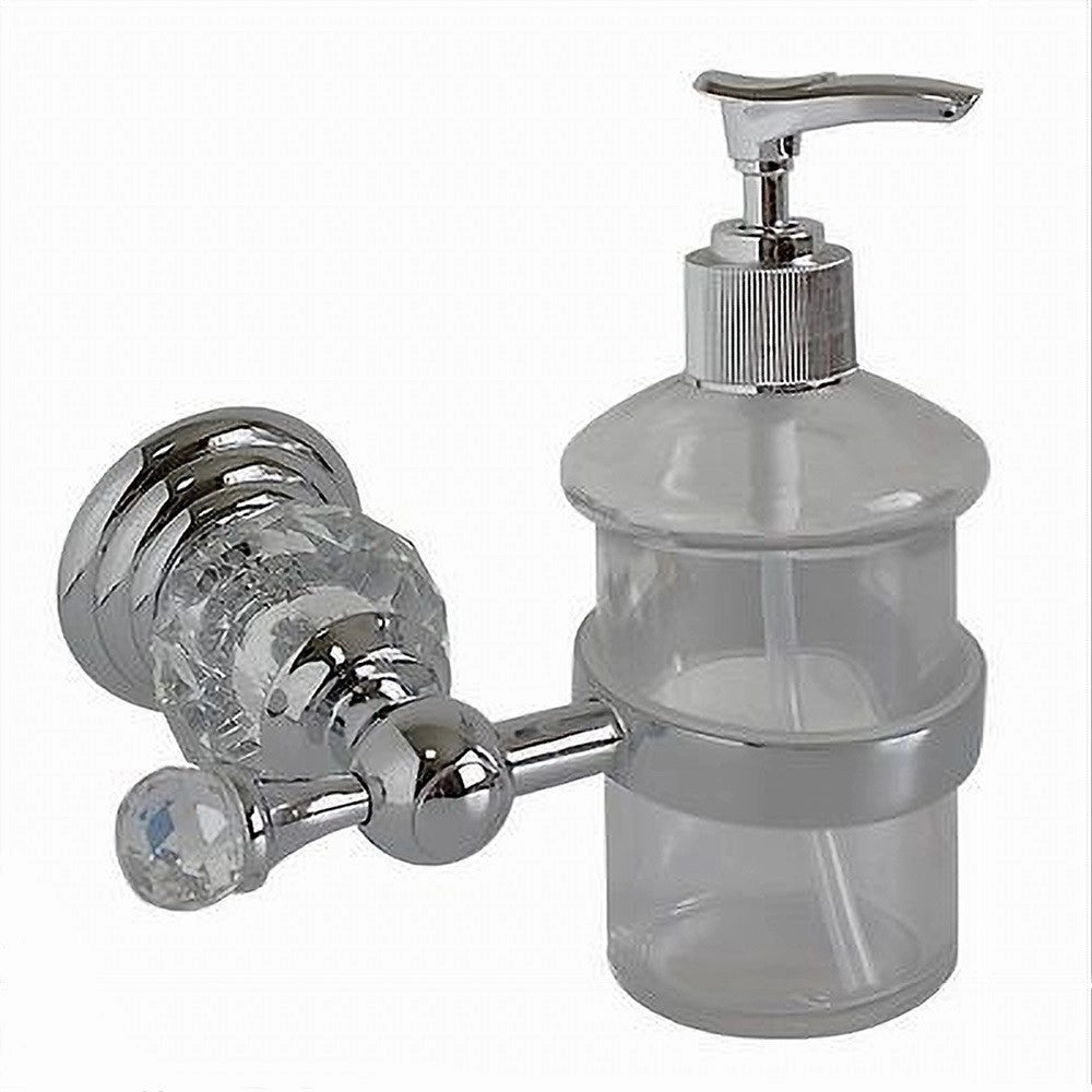 Trade Shop - Porta Sapone Dispenser Sapone Liquido Vetro Montaggio Parete Bagno Crystal 52831 -