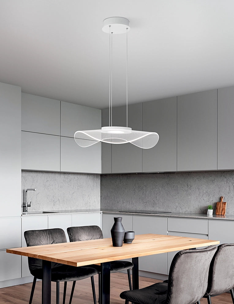 Sospensione in metallo bianco Medusa biemissione LED 30W 3000K CRI?80 220-240V 50/60Hz 2046Lm