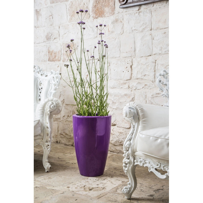 Vaso moderno di design Ø33 H50 in polimero rosso resistente per interno ed esterno - Made in Italy - Monacis