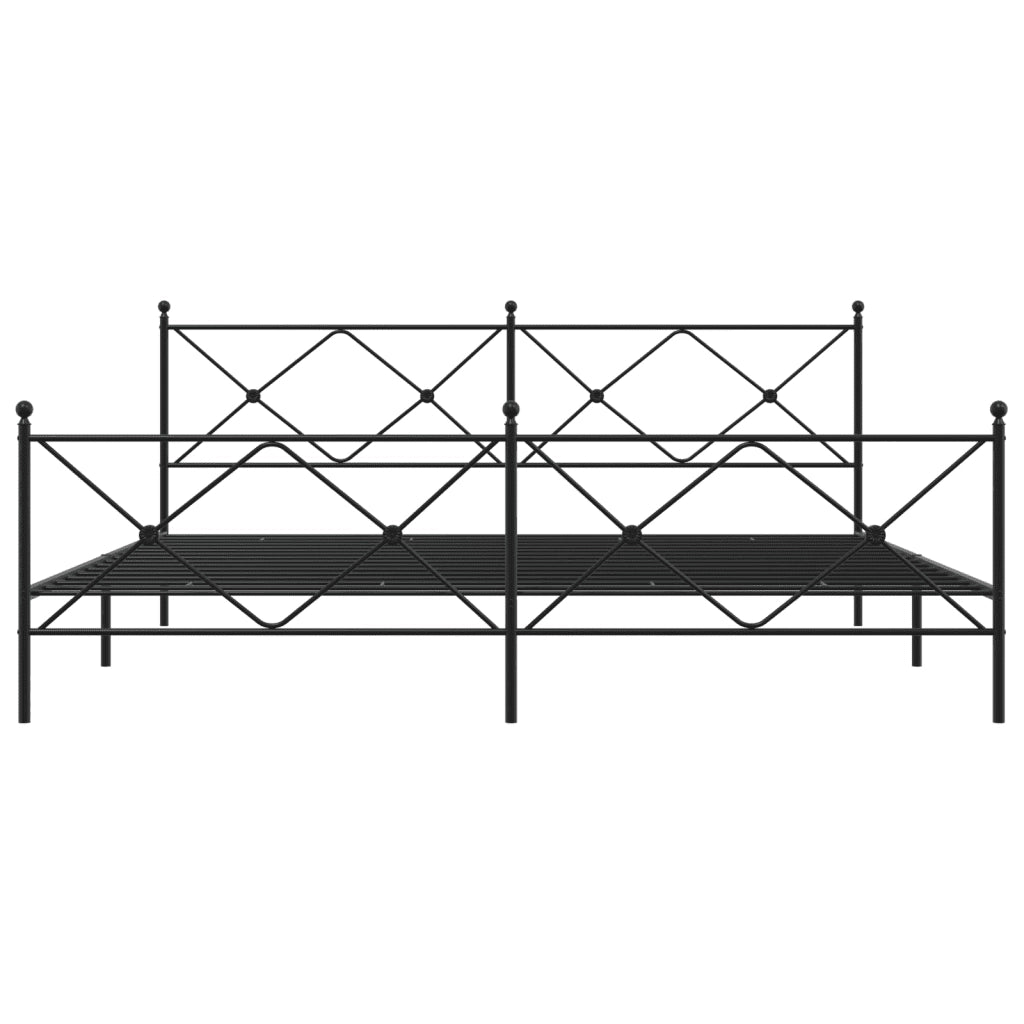 Giroletto con Testiera e Pediera Metallo Nero 193x203 cm 376526