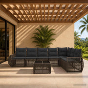 Set Divano da Giardino 8 pz Grigio e Grigio Scuro polyrattan 3435431