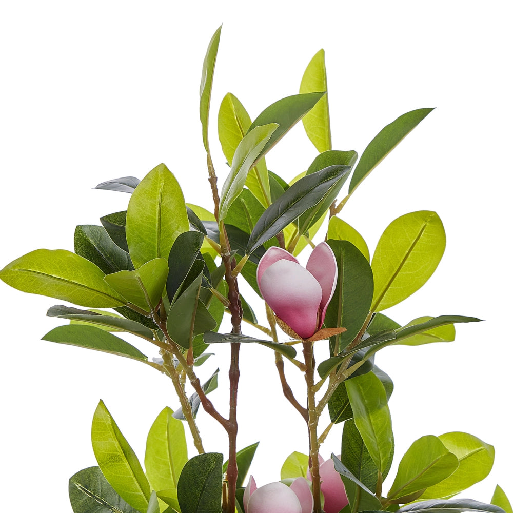 Magnolia artificiale in vaso in materiale sintetico verde e rosa 70 cm Accessorio decorativo per interni