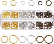 Set di anelli di chiusura con 285 pezzi in 4 misure per gioielleria e artigianato - 6/8/10/12 mm - Anelli di chiusura chiusi - Anelli di connessione - Varie colorazioni - Per bracciali e collane - Anelli di gioielleria rotondi