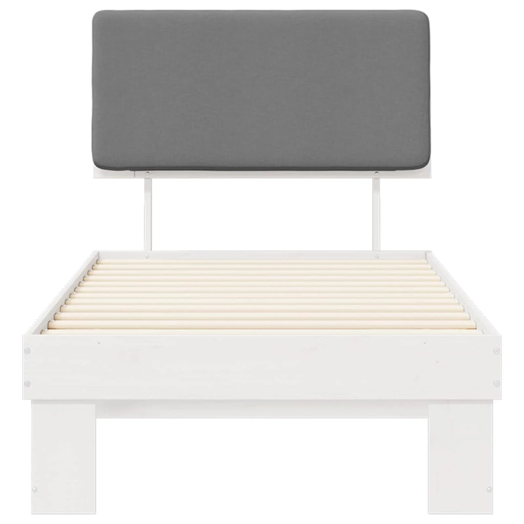Letto con Testiera Rivestita Grigio chiaro 90 x 190 cm 877388