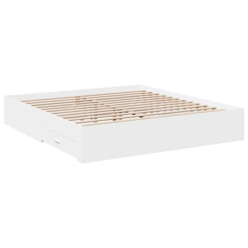Giroletto con Cassetti Bianco 200x200 cm in Legno Multistrato