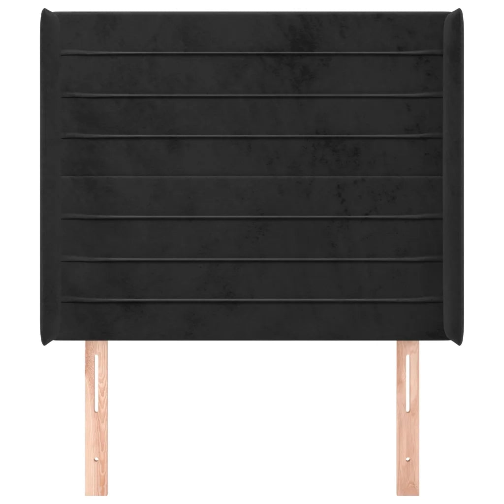 Testiera ad Orecchio Nera 103x16x118/128 cm in Velluto 3119764