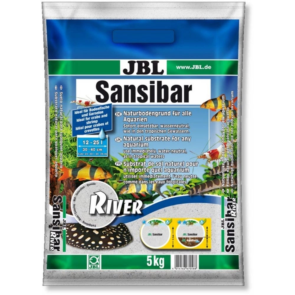 JBL Sansibar River - sabbia bianca a grana grossa per acquari da 12 a 25 litri granulometria 0,4-1,4mm Formato: 5 Kg