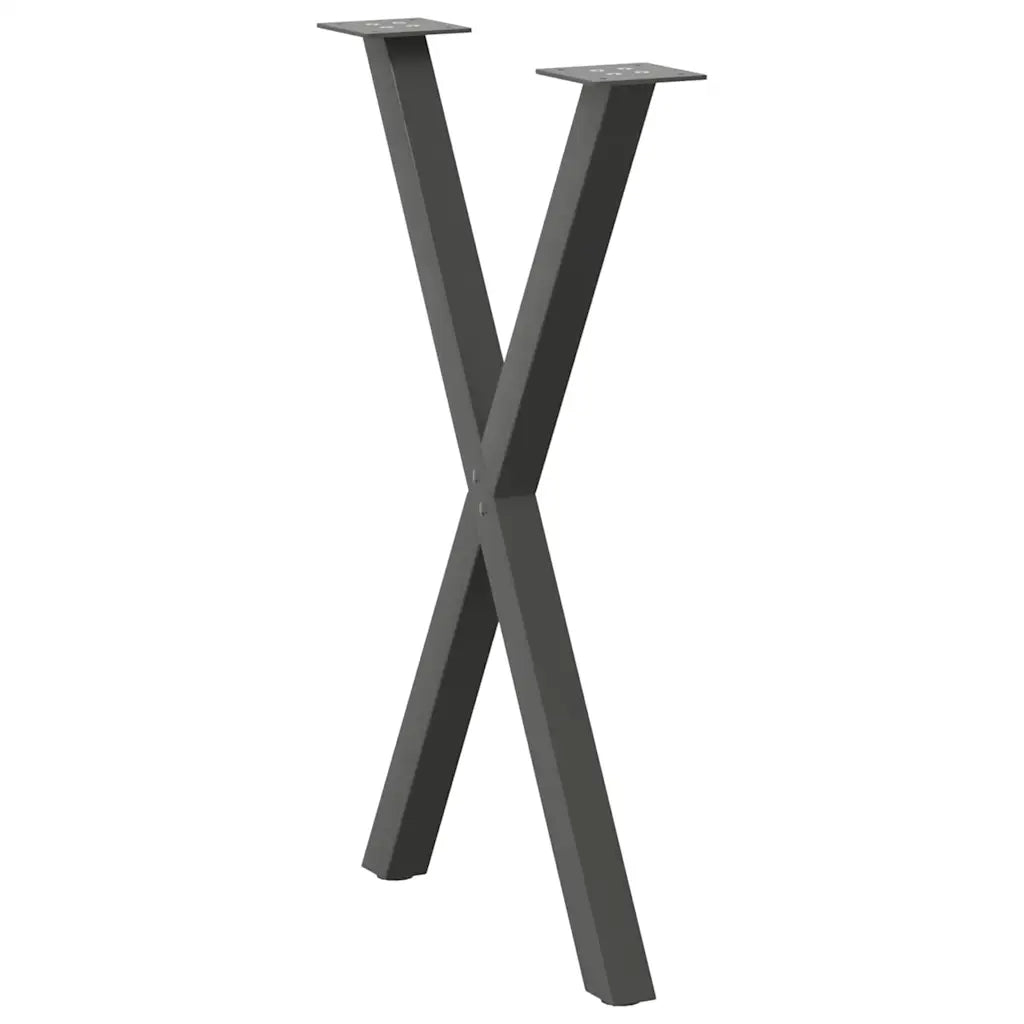Gambe per tavolo da pranzo a forma di X 2 pz Antracite 57x(72-73) cm Acciaio